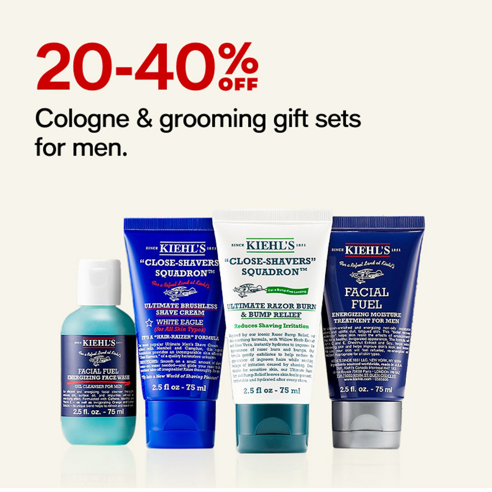 20-40% off Cologne & Grooming sets for men