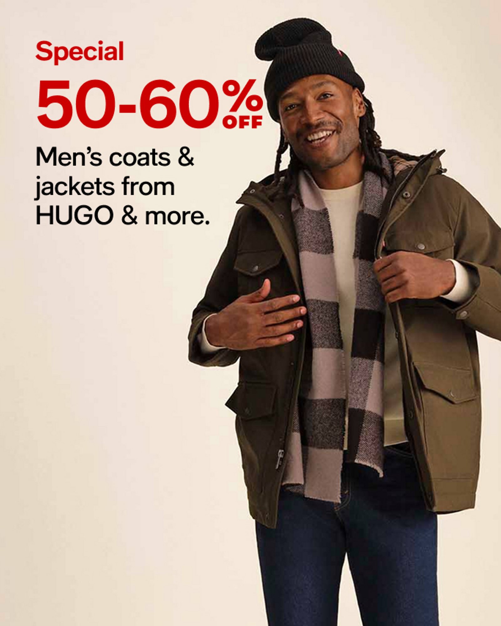 50-60% off Men's coats and jackets